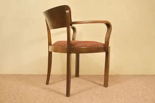 Art Deco Stuhl Schreibtischstuhl Armlehnenstuhl Vintage Federkern 40er Braun