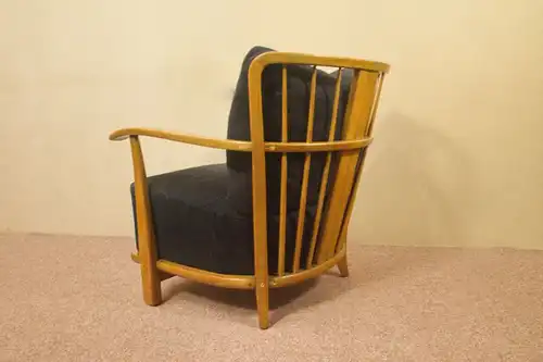 Vintage Sessel Easychair im Stil von Antimott Kirschbaum Cord schwarz 50er Jahre