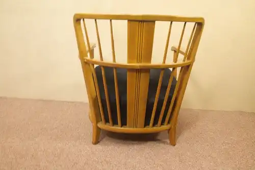 Vintage Sessel Easychair im Stil von Antimott Kirschbaum Cord schwarz 50er Jahre