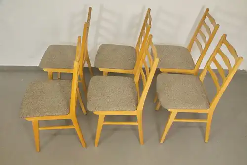 6x Polsterstuhl Esszimmerstuhl Neu gepolstert Buchenholz Vintage Stuhl 60er TOP