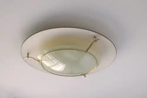 XXL UFO Deckenlampe 76 cm Messing Glas Vintage Lampe aus Erstbesitz 50er Jahre