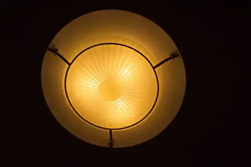 XXL UFO Deckenlampe 76 cm Messing Glas Vintage Lampe aus Erstbesitz 50er Jahre
