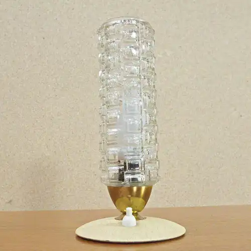 Vintage LAMPE Tischlampe Schrumpflack Glas Tastenschalter Rund Pastell 50er