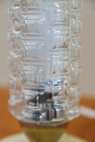 Vintage LAMPE Tischlampe Schrumpflack Glas Tastenschalter Rund Pastell 50er