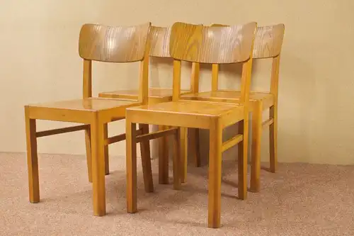Art Deco Vintage Stuhl Holzstuhl Stühle LÜBKE 4x | 40er 50er