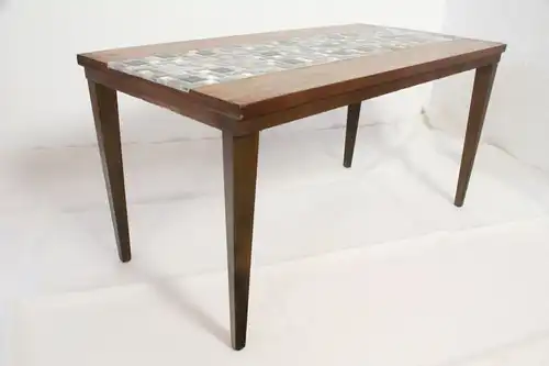 Mid Century kleiner Tisch Vintage Blumenbank Nussbaum Mosaik 60er