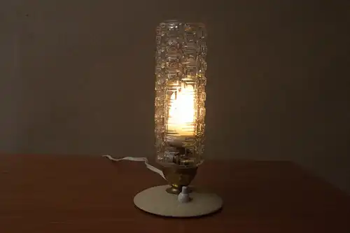 Vintage Tischlampe Rockabilly Lampe rund Schrumpflack gelb 50er