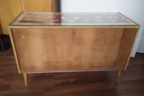 Kleines Sideboard mit Schubladen und Glasplatte von Behr Möbel | 1958, 50er Jahre