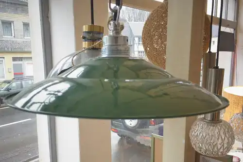 Retro Deckenlampe im Industriedesign der 50er 60er Stil Emaille Grün