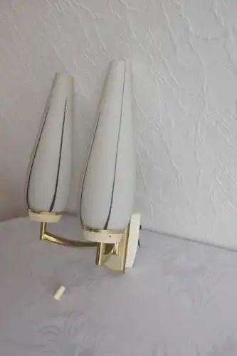 Vintage Wandlampe Lampe KAISER mit 2 Gläser 60er Jahre vermessingt