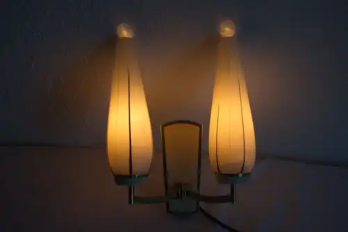 Vintage Wandlampe Lampe KAISER mit 2 Gläser 60er Jahre vermessingt