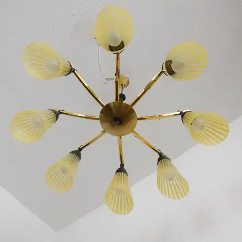 8 armiger leuchter chandelier prunk deckenlampe glastüten true vintage 50er rar