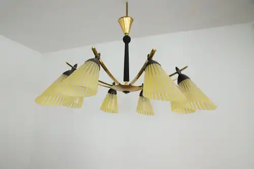 8 armiger leuchter chandelier prunk deckenlampe glastüten true vintage 50er rar