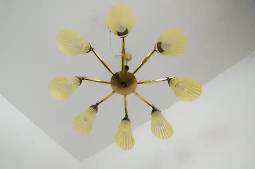 8 armiger leuchter chandelier prunk deckenlampe glastüten true vintage 50er rar