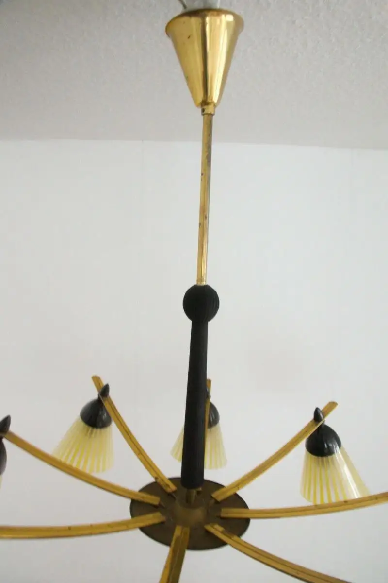 8 armiger leuchter chandelier prunk deckenlampe glastüten true vintage 50er rar 7