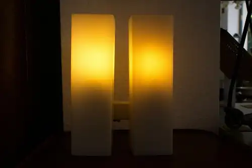 Doria lampe wandlampe leuchte wall lamp glassäulen weiss h 28 cm 60er jahre