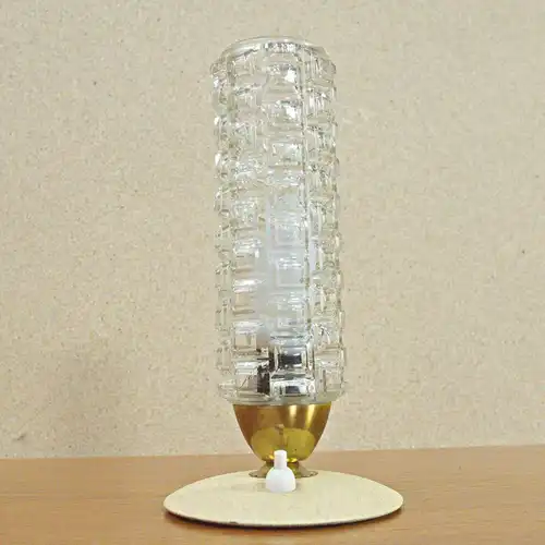 Vintage tischlampe mit schrumpflack pressglas nachttischlampe 50er 60er Jahre