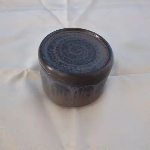 Kmk kupfermühle keramikdose mit deckel deckeldose schmuckdose  60er jahre blau
