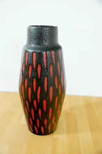 Scheurich  fat lava bodenvase 270 33 rot schwarz keramikvase mid century 60er