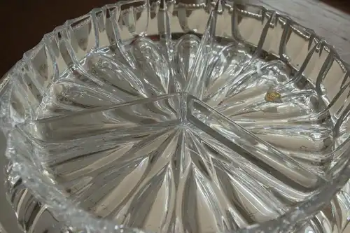 Kristallglas schale mit edelstahl teller snackschale anbietschale  50er 60er