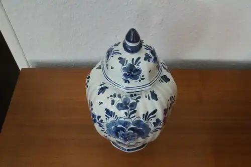 Delft porzellan vase urne deckelvase #246 handbemalt c. delfts 60er jahre objekt