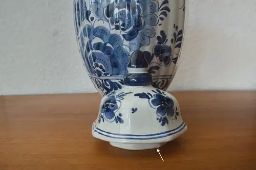 Delft porzellan vase urne deckelvase #246 handbemalt c. delfts 60er jahre objekt
