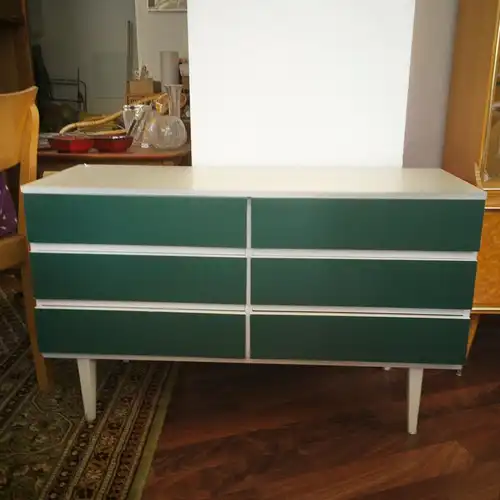 Pop art kommode 6 schubladen weiss grün sideboard lowboard 60er 70er jahre