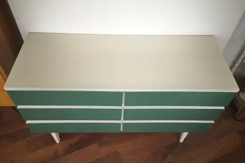 Pop art kommode 6 schubladen weiss grün sideboard lowboard 60er 70er jahre