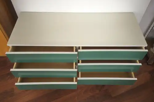 Pop art kommode 6 schubladen weiss grün sideboard lowboard 60er 70er jahre