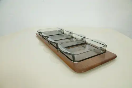 Digsmed denmark teak tablett mit 4 glasschalen dänemark modell 710 60er 1964