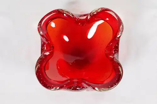 Barovier & toso glasschale murano glas schale aschenbecher  60er ca 20 cm rot