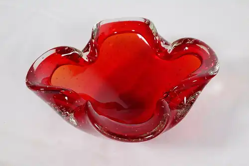 Barovier & toso glasschale murano glas schale aschenbecher  60er ca 20 cm rot