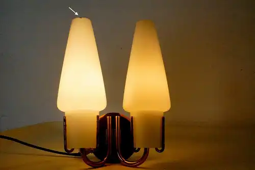 Vintage Wandlampe Lampe Messing Glas weiß Design ROCKABILLY 50er 60er Jahre