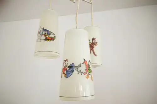 Kinderzimmer lampe handbemalt ? w. disney motive hängelampe 3 gläser 50er jahre