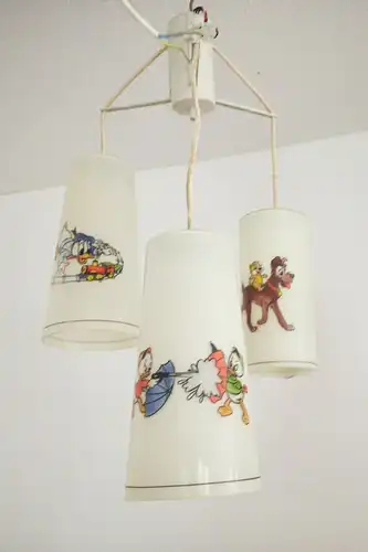 Kinderzimmer lampe handbemalt ? w. disney motive hängelampe 3 gläser 50er jahre