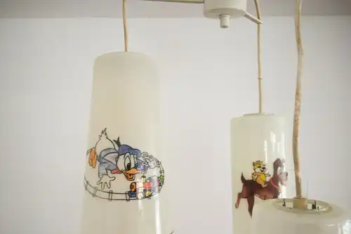 Kinderzimmer lampe handbemalt ? w. disney motive hängelampe 3 gläser 50er jahre