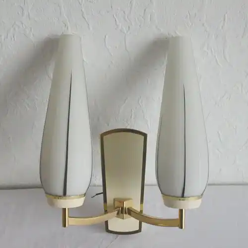 Kaiser leuchten vintage wandlampe lampe mit 2 gläser + messing 50er 60er jahre