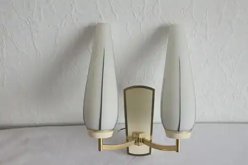 Kaiser leuchten vintage wandlampe lampe mit 2 gläser + messing 50er 60er jahre