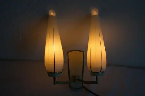 Kaiser leuchten vintage wandlampe lampe mit 2 gläser + messing 50er 60er jahre