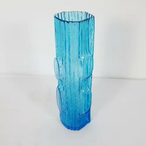 Skandinavische glasvase rillenoptik blau glas danish design mid century 60er