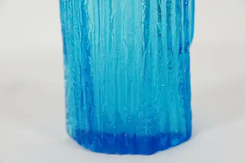 Skandinavische glasvase rillenoptik blau glas danish design mid century 60er