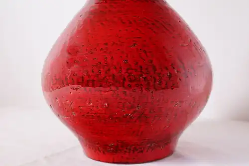 Mid century keramikvase tischvase keramik vase glasur rot handarbeit 60er jahre