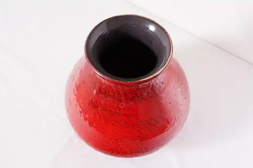 Mid century keramikvase tischvase keramik vase glasur rot handarbeit 60er jahre