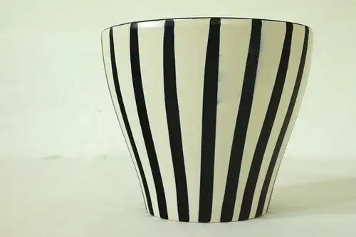 60er 70er Jahre KERAMIK ÜBERTOPF Blumentopf SPACE AGE Schwarz weiss Design