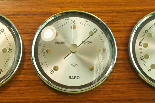 Teak wetterstation innen thermometer barometer hygrometer sundo 60er horizontal