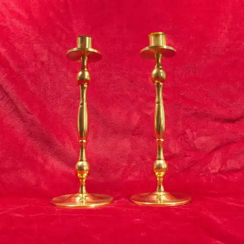 Paar vermessingte tischleuchter kerzenleuchter kerzenständer gold 60er jahre