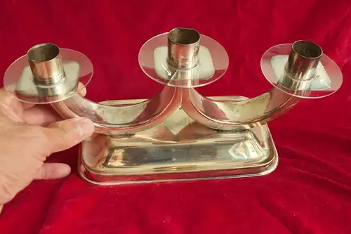 Versilberter kerzenständer 3 tischkerzen quist poliert patina candle holder 60er