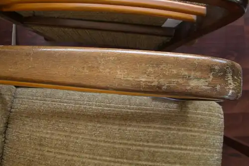 Vintage sessel easychair clubsessel holzarmlehnen heller stoff 50er jahre #1 kein sofa