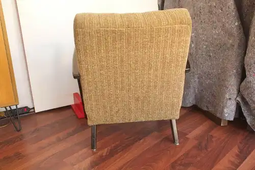 Vintage sessel easychair clubsessel holzarmlehnen heller stoff 50er jahre #1 kein sofa