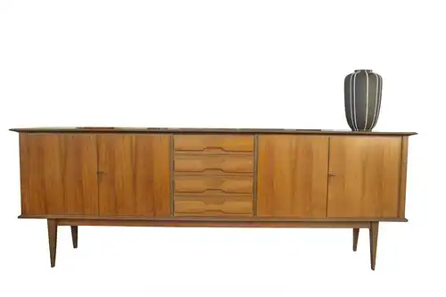 Mid century XL sideboard anrichte nussbaum top design schubladen 50er jahre